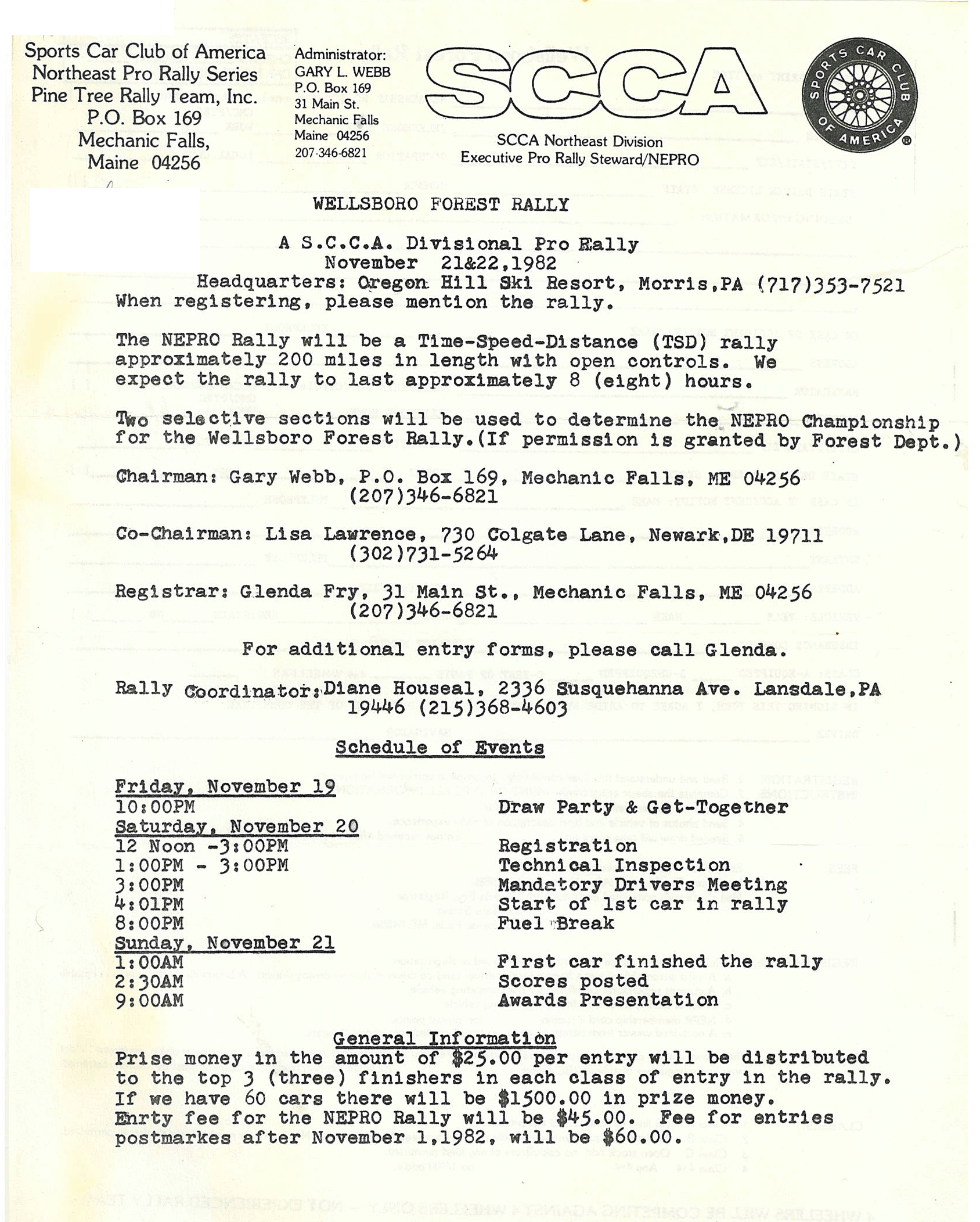 Wellsboro Forest Rally 1982